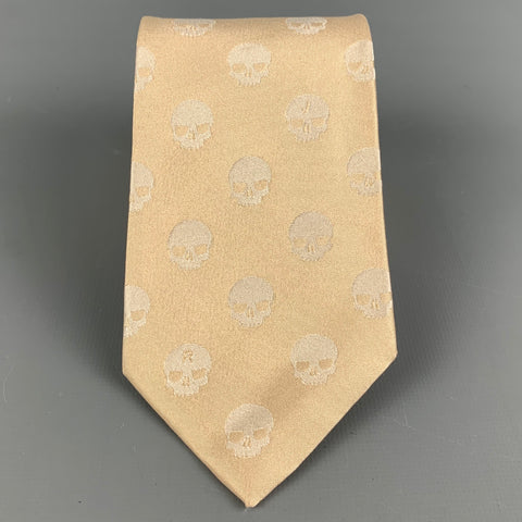 JOHN RICHMOND Beige Skull Silk Tie