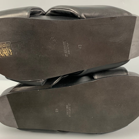 JIL SANDER Size 10 Black Leather Slip On Sandals
