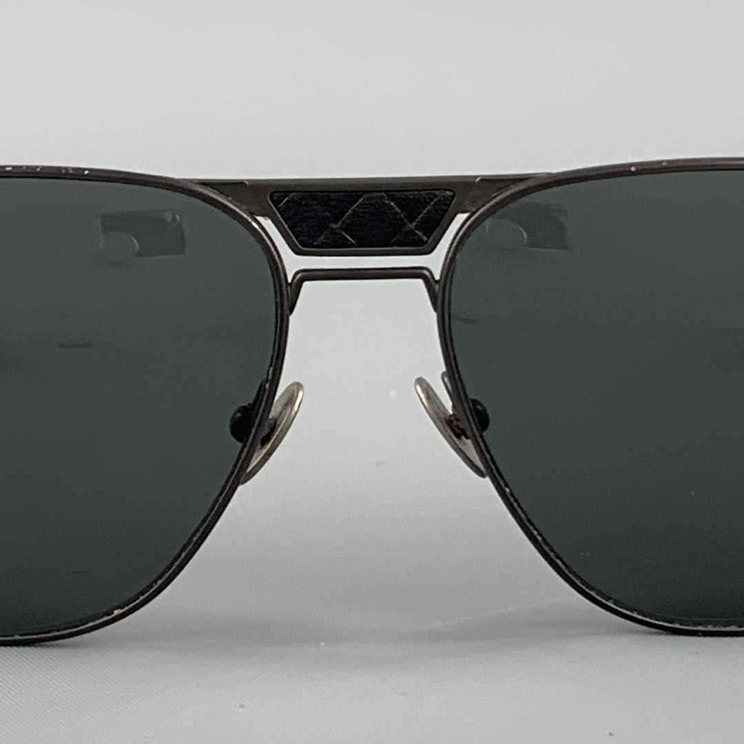 BOTTEGA VENETA Charcoal Metal Intrecciato Panel Sunglasses