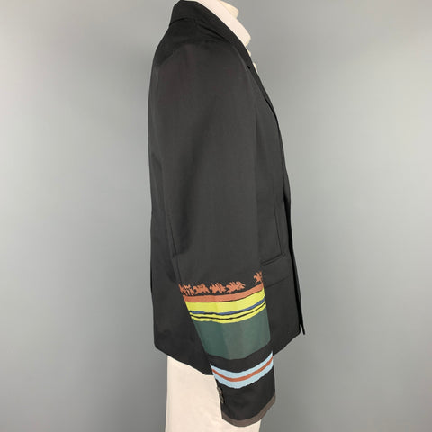 LINDER Size 40 Black Wool / Polyester Peak Lapel Double Breasted Jacket