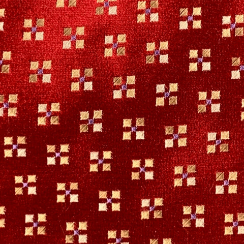 ERMENEGILDO ZEGNA Red Beige Squares Silk Satin Tie