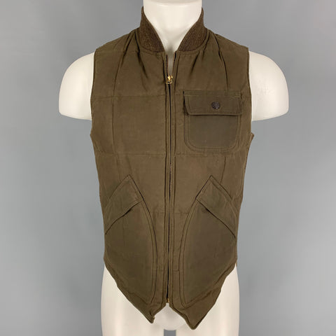RRL by RALPH LAUREN Chaleco con cremallera de algodón acolchado marrón talla S