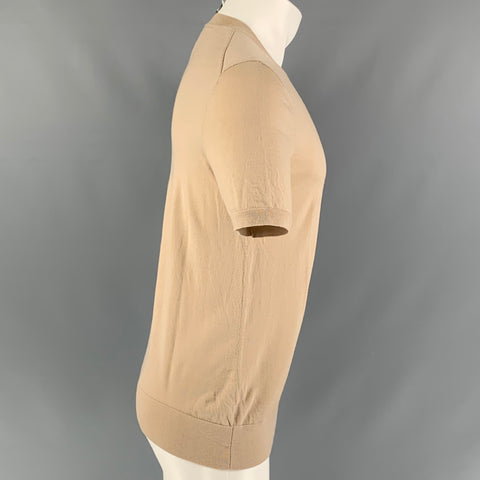 THEORY Size M Beige Solid Wool Short Sleeve T-shirt