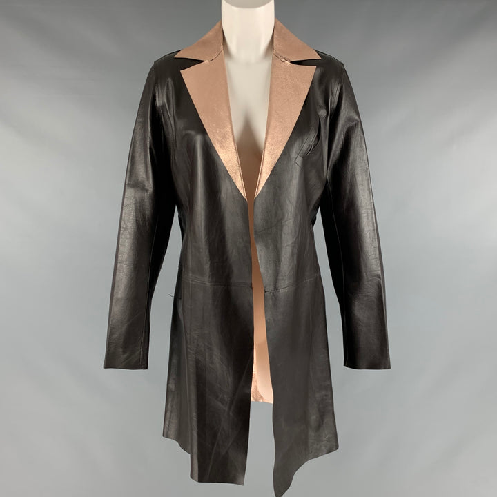 COLLECTION PRIVEE? Size 6 Gold Leather Metallic Reversible Coat
