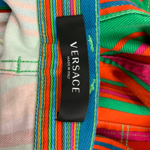 VERSACE Size 36 Multi-Color Stripe Cotton Jean Cut Casual Pants