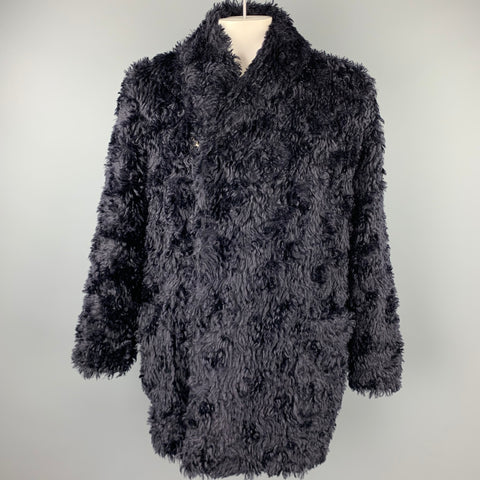PAUL SMITH Size L Black Textured Mohair / Cotton Hook & Eye Closure Coat