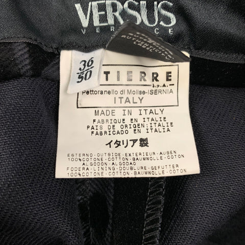 Vintage VERSUS by GIANNI VERSACE Size 34 Black Jacquard Cotton Straight Casual Pants