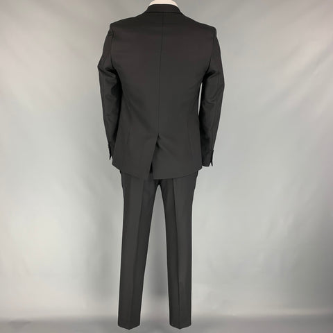 GIVENCHY Size 42 Black Wool  Notch Lapel Suit