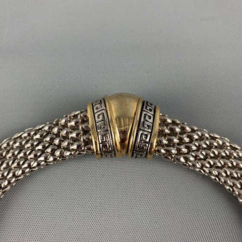 VINTAGE Silver Gold Woven Metal Necklace