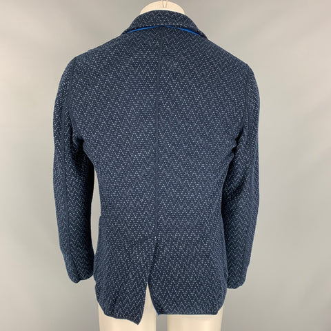 MISSONI Size 38 Black & Blue Single Breasted Textured Sport Coat