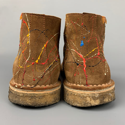 CAMPER Size 12 Tan Paint Splatter Suede Crepe Sole Chukka Boots