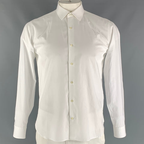 TED BAKER Taille 42 Chemise à manches longues boutonnée en coton uni et élasthanne blanc
