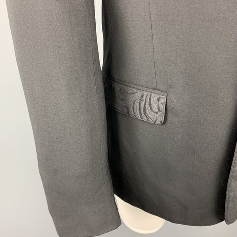 JUST CAVALLI Size 40 Black Wool Lace Notch Lapel Sport Coat