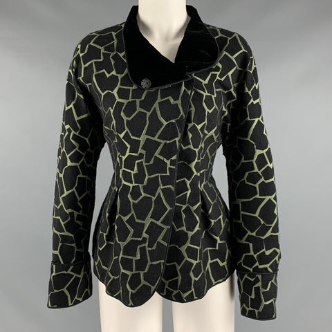 EMPORIO ARMANI Taille 8 Veste Jacquard en mélange acrylique noir vert