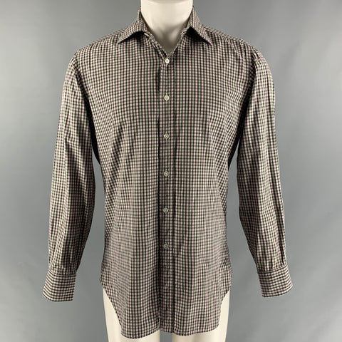 HAMILTON Size S Green & Pink Checkered Cotton Spread Collar Long Sleeve Shirt