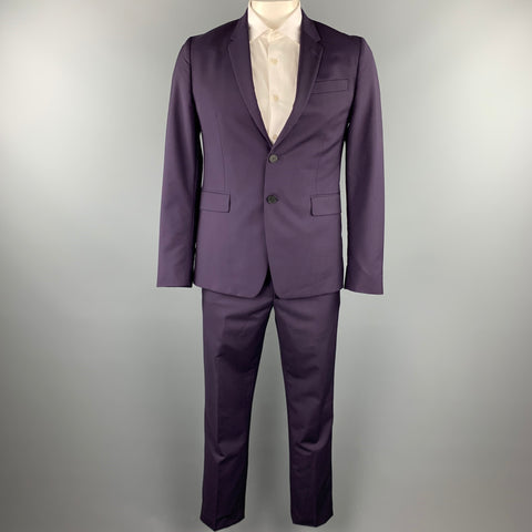 PAUL SMITH Size 40 Regular Eggplant Wool / Mohair Notch Lapel Suit