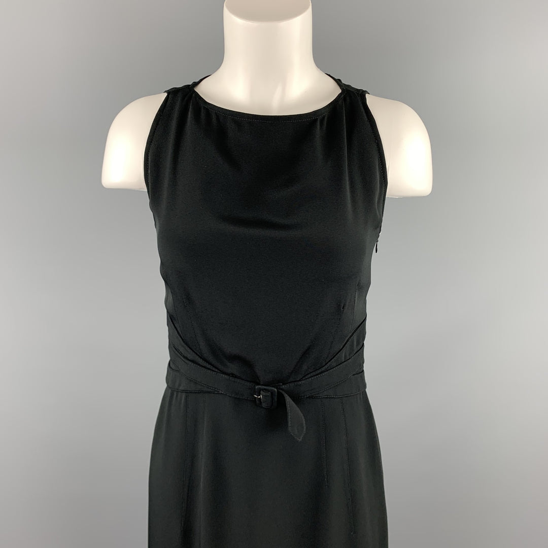 VALENTINO Size 6 Black Acetate / Silk Sleeveless Sheath Cocktail Dress