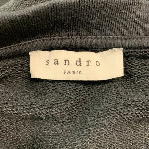 SANDRO Size XXL Black White Graphic Cotton Crew-Neck Sweatshirt
