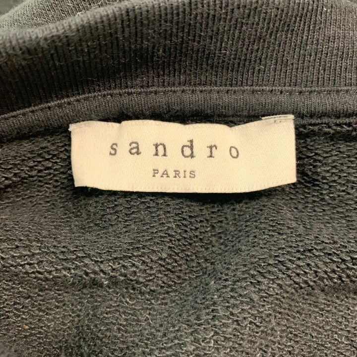 SANDRO Sudadera con cuello redondo de algodón gráfico blanco y negro Talla XXL