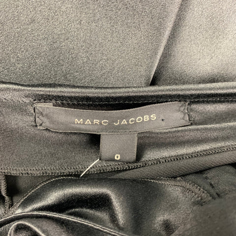MARC JACOBS Size 0 Black Silk Ruffle Sleeve Asymmetrical Gown