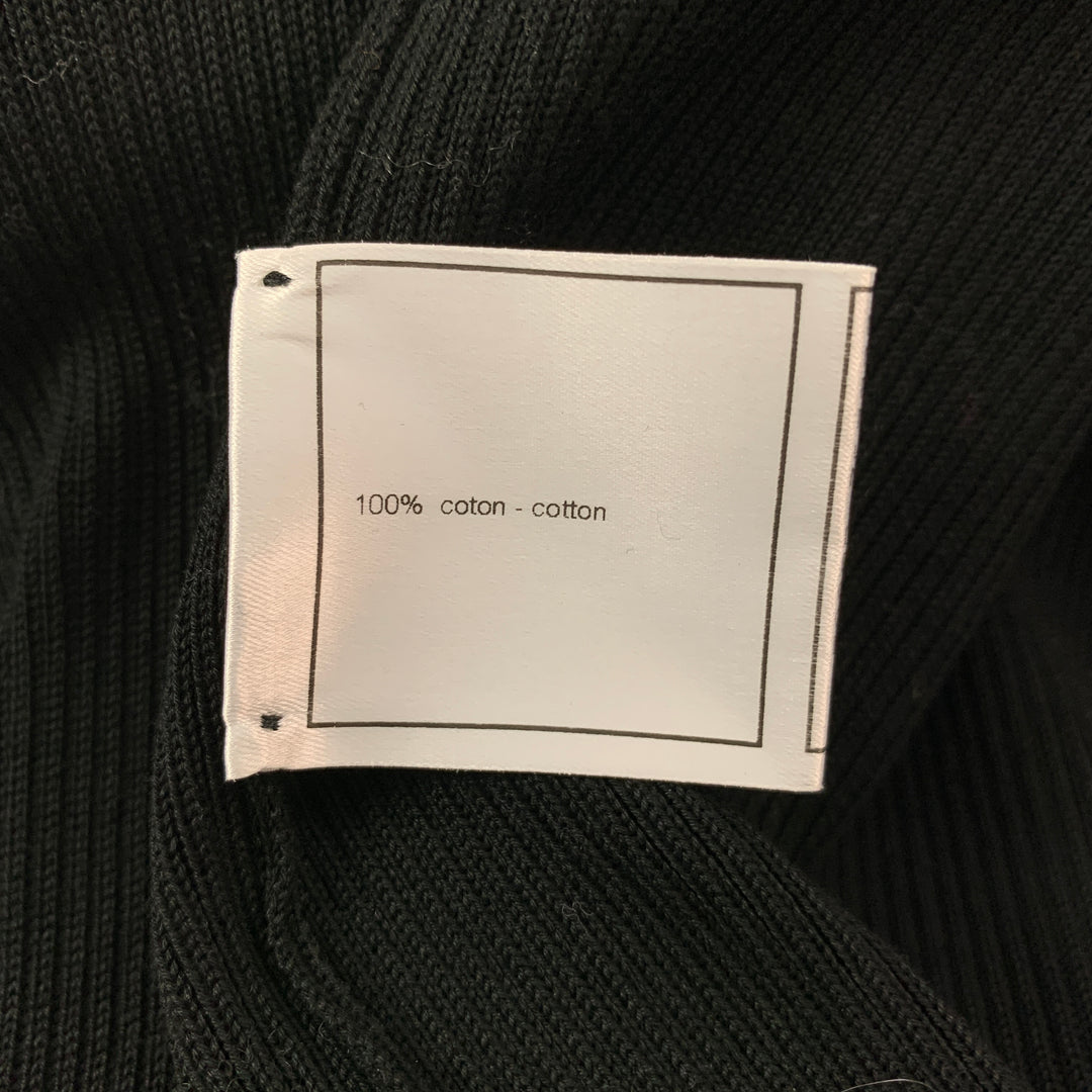 CHANEL 2003 Taille 10 Cardigan long en coton tricoté noir