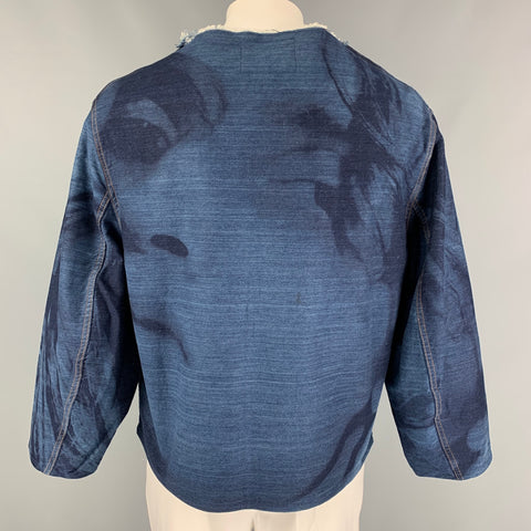 ALEX MULLINS Taille L Pull en denim de coton marbré bleu