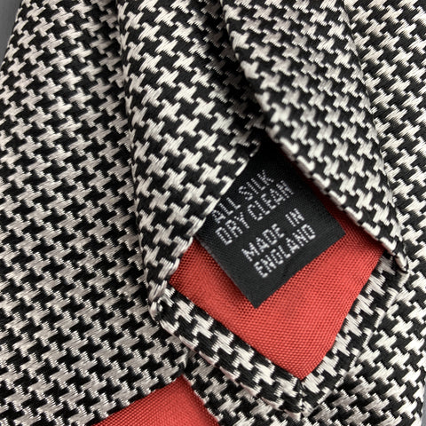 HACKETT LONDON Black & White Houndstooth Silk Tie