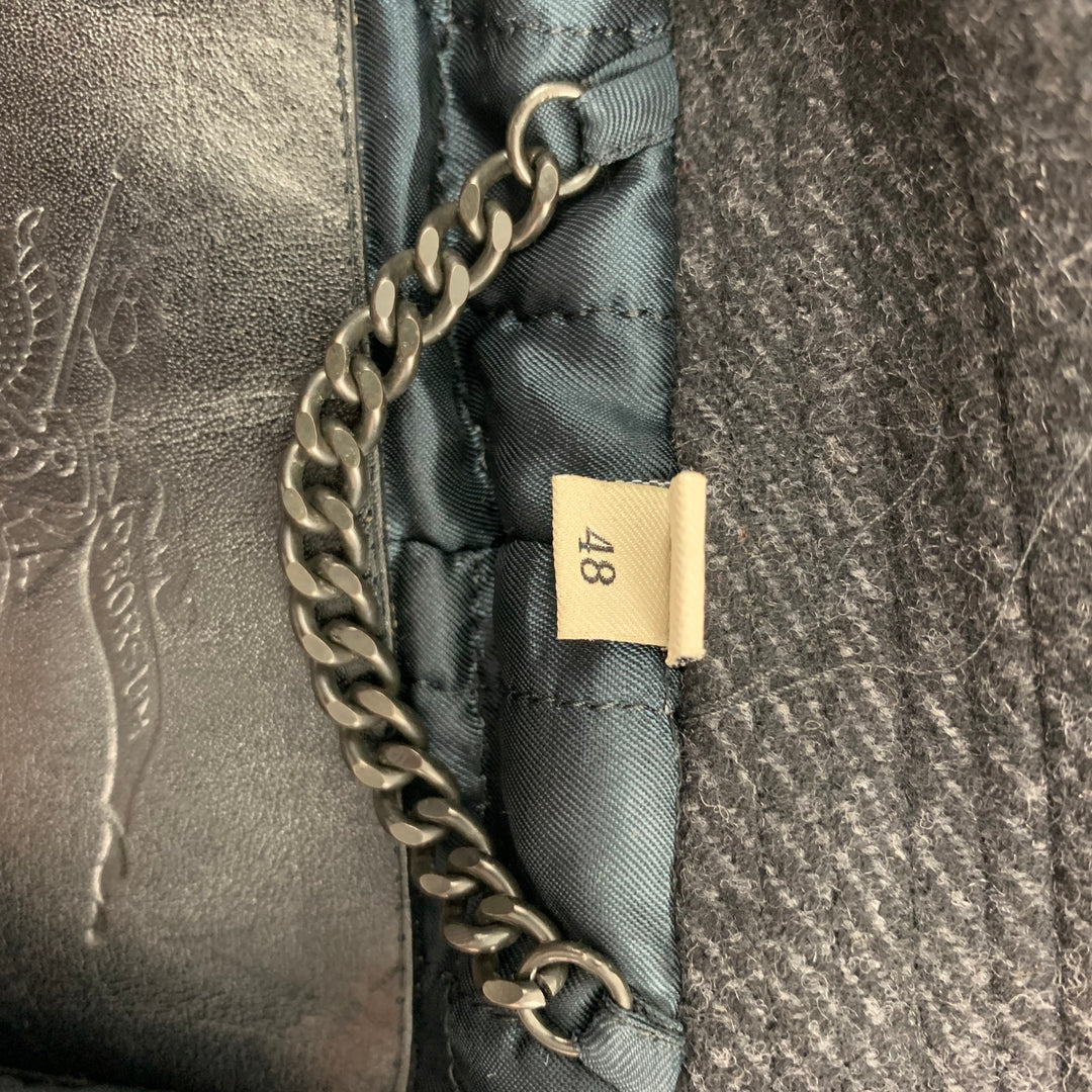 BURBERRY Size 38 Charcoal Grey Virgin Wool Peacoat