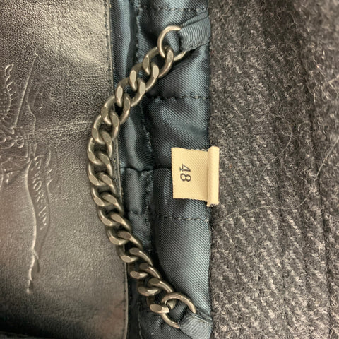 BURBERRY Taille 38 Caban en laine vierge gris anthracite