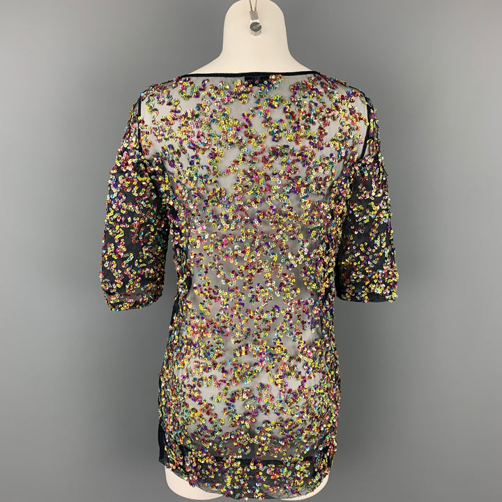 DRIES VAN NOTEN Size 8 Multi-Color Mesh Sequin Polyester Dress Top