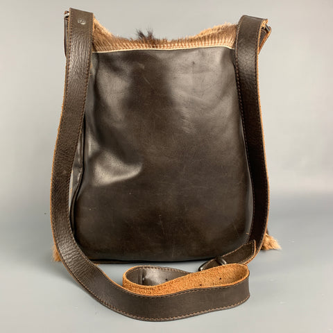 MAISON MARGIELA Beige & Brown Leather Animal Hide Shoulder Bag