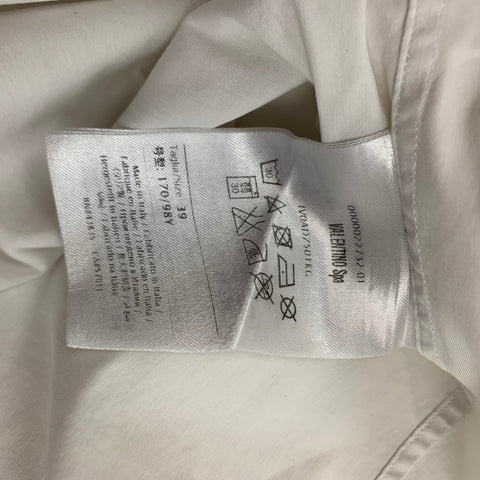 VALENTINO Size S White Cotton Blend Hidden Button Long Sleeve Shirt