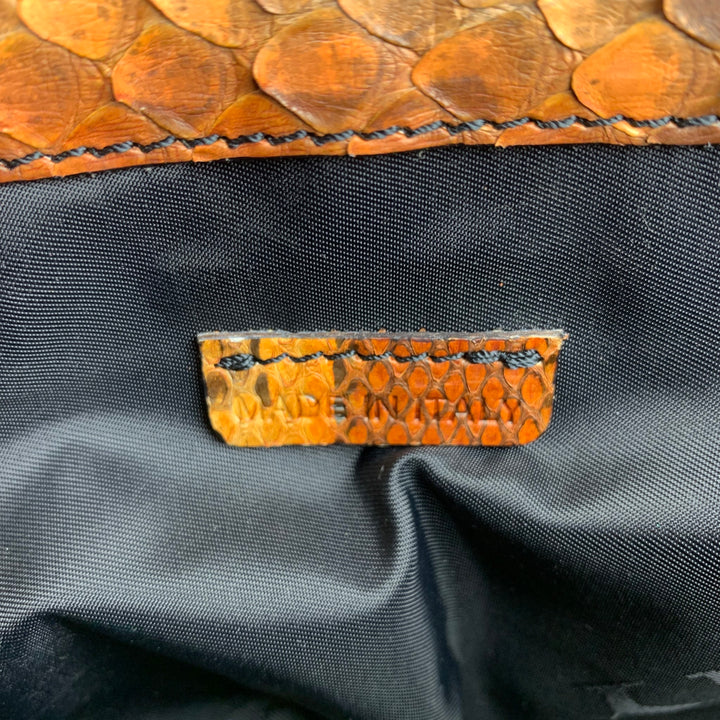 BURBERRY PRORSUM Brown & Tan Python Skin Leather Clutch Shoulder Bag