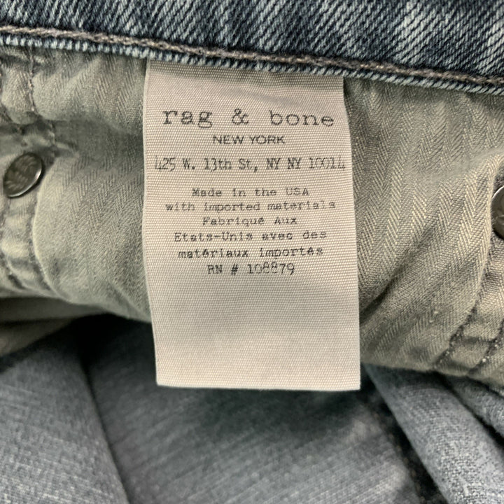 RAG & BONE Size 31 Grey Cotton Polyurethane Slim Button Fly Jeans