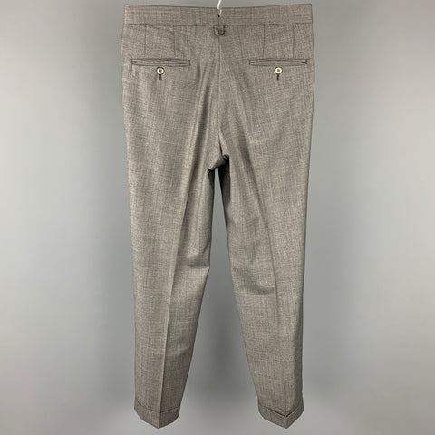 BLACK FLEECE Talla 32 Pantalón de vestir con bragueta de botones de lana gris jaspeado