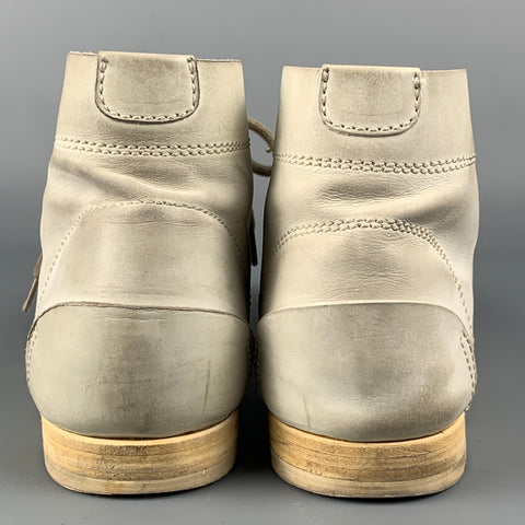 FAUSTO SANTINI Size 10 Off White Leather Lace Up Boots
