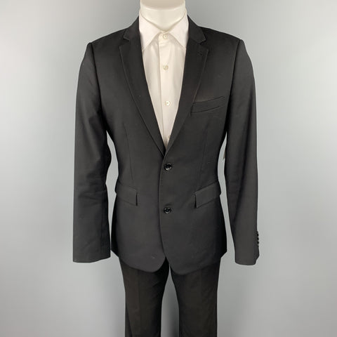 TOP MAN Size 40 Regular Black Polyester Blend Notch Lapel Suit