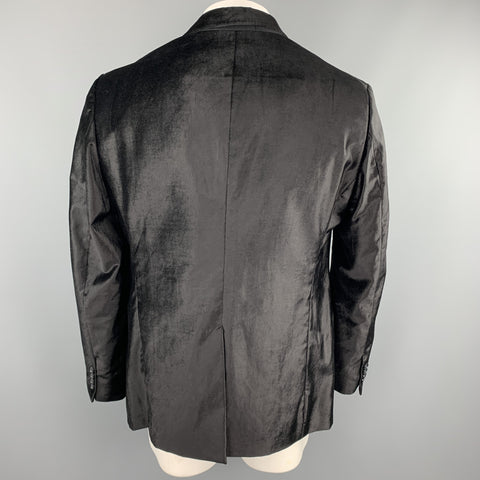 EMPORIO ARMANI Size 44 Black Velvet Peak Lapel Blazer