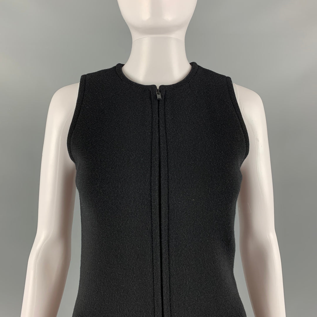 SAINT LAURENT Size 2 Black Wool Blend Sleeveless Jumpsuit