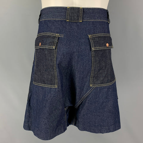 COMME des GARCONS GANRYU Size M Indigo Contrast Stitch Cotton Kilts & Skirts