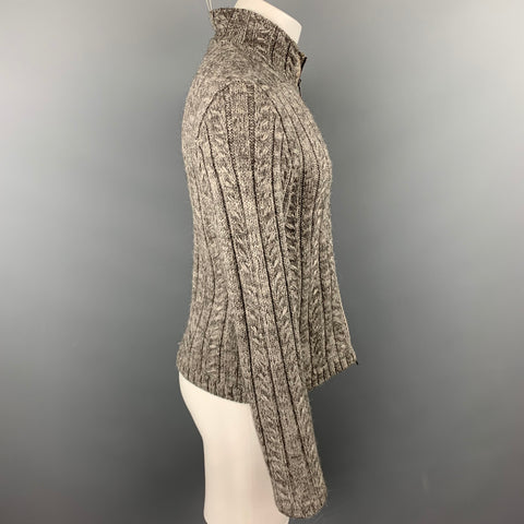 JOHN VARVATOS Size M Gray Cable Knit Wool / Alpaca Zip Up Cardigan
