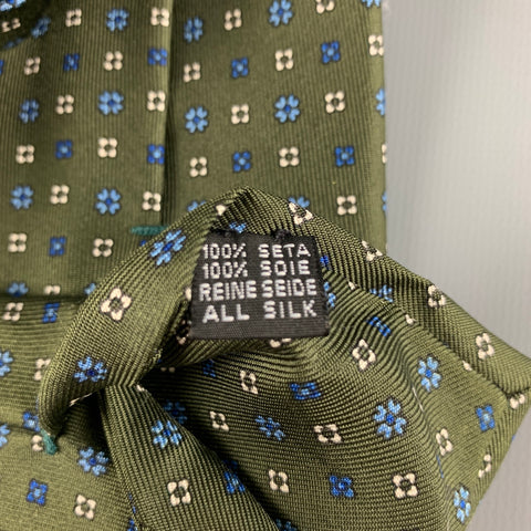 S.MARINELLA Green Blue Abstrack Floral Tie