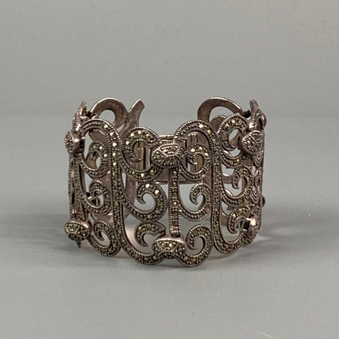 Bracelet à maillons marcassite en argent sterling VINTAGE