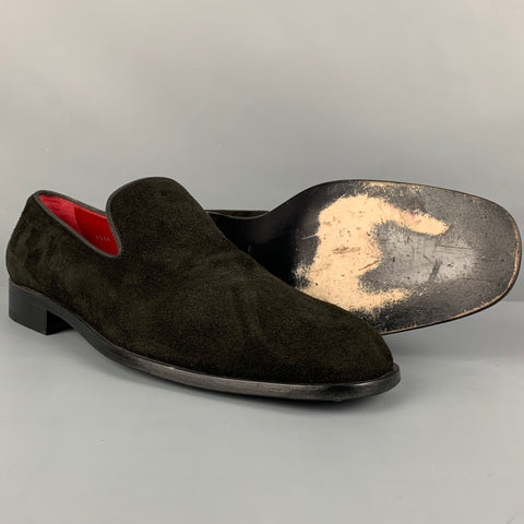 BARNEY'S NEW YORK Size 11.5 Black Suede Slip On Loafers
