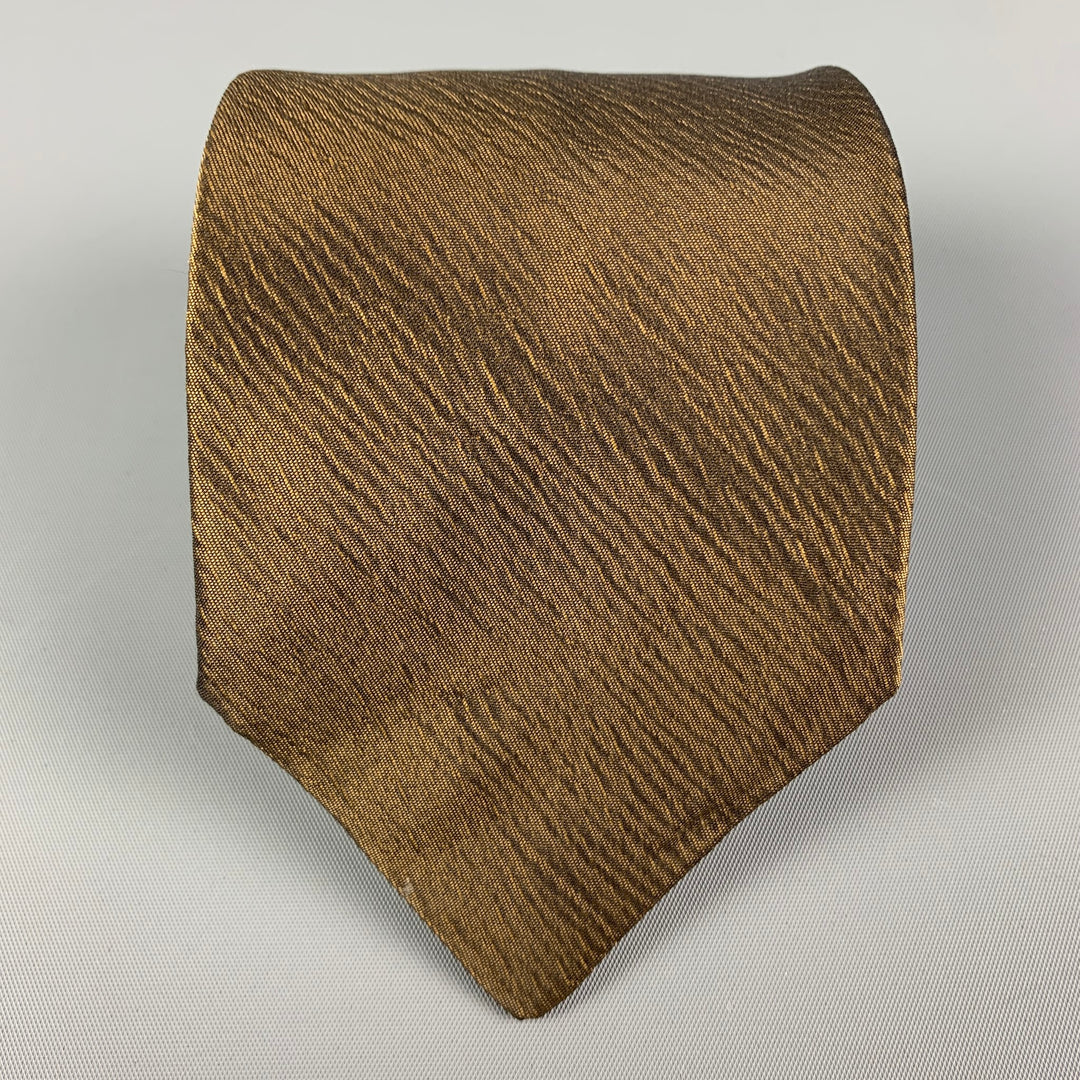 JIL SANDER Brown Textured Silk Viscose Tie