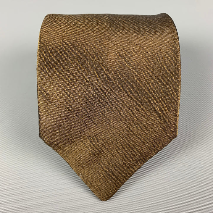 JIL SANDER Brown Textured Silk Viscose Tie