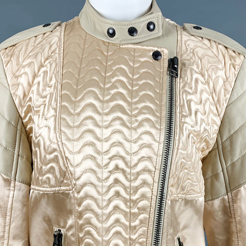 TOM FORD Veste de motard matelassée en viscose beige taille 8