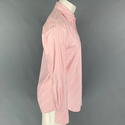 TED BAKER Camisa de manga larga con botones de algodón a rayas rosas talla M