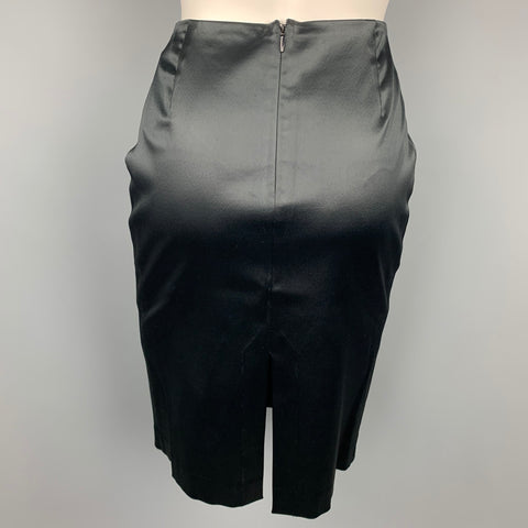 MISSONI Size M Black Satin Pencil Skirt