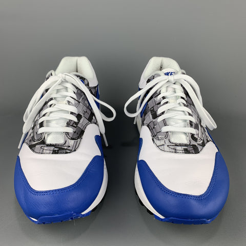Zapatillas de deporte con cordones de cuero blanco y azul con estampado NIKE talla 11.5